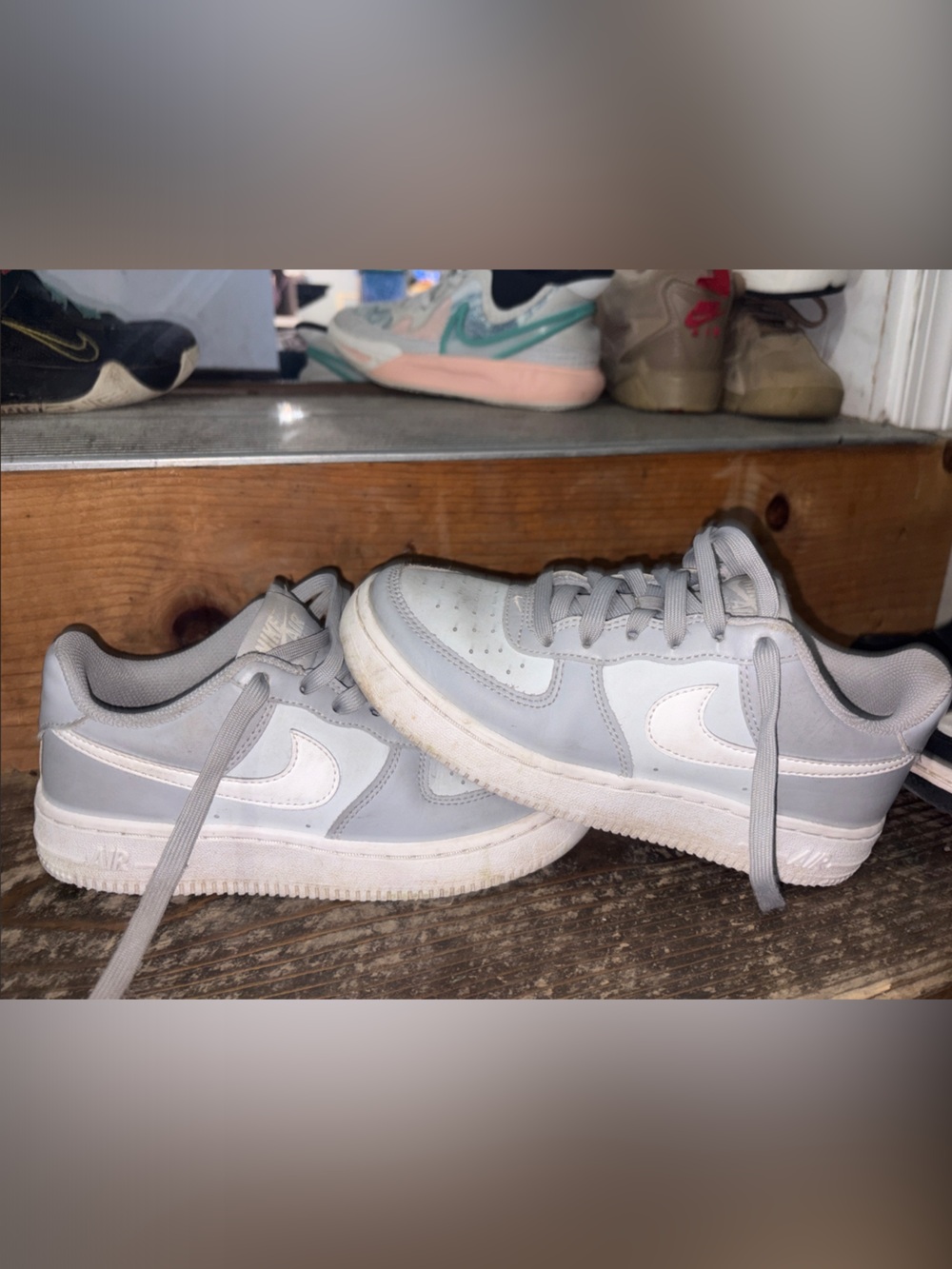 Nike Kids Low-Top Sneakers in Light Gray and White, worn a handful of times